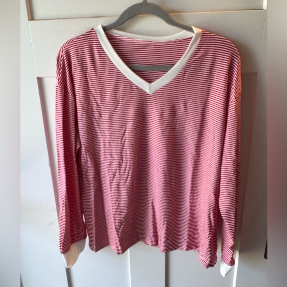 Red and White Striped V-Neck 
Christmas PJs-New - Picture 4 of 9